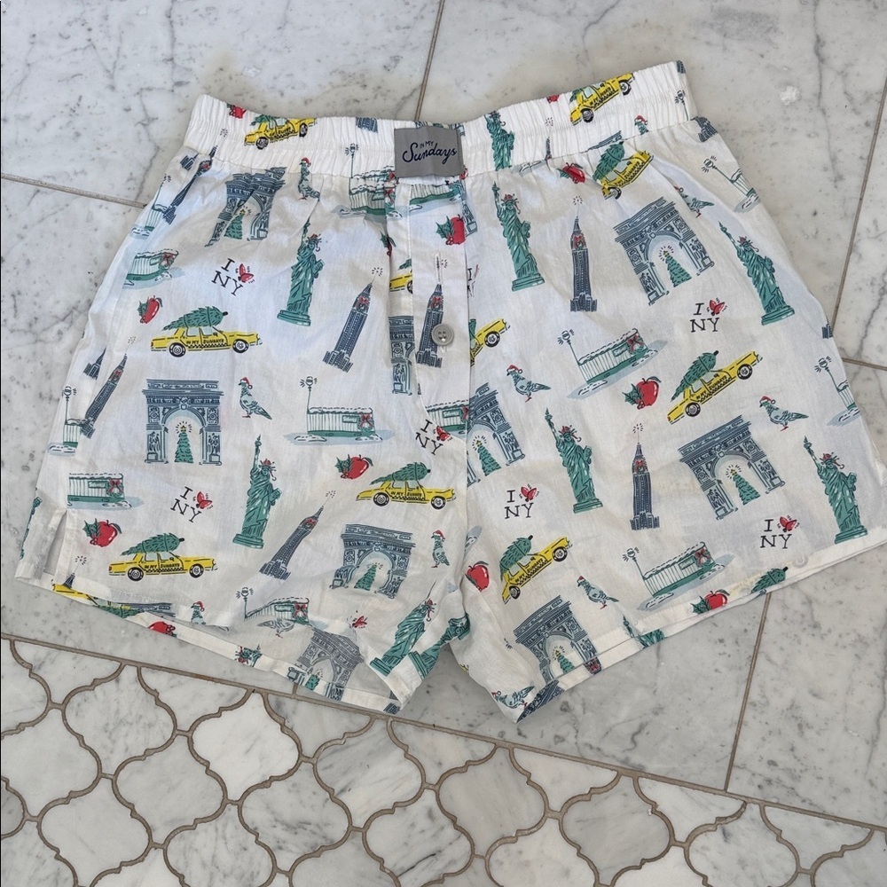 White New York Print Boxer Shorts